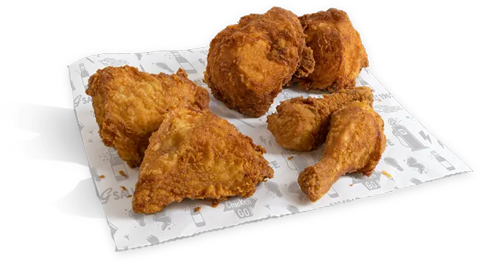 Six pieces of golden fried bone-in chicken